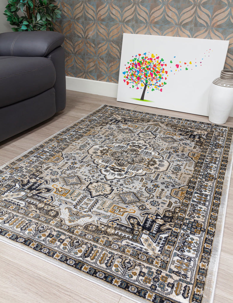 Aziza Medallion Rug - Grey - MacCarthys