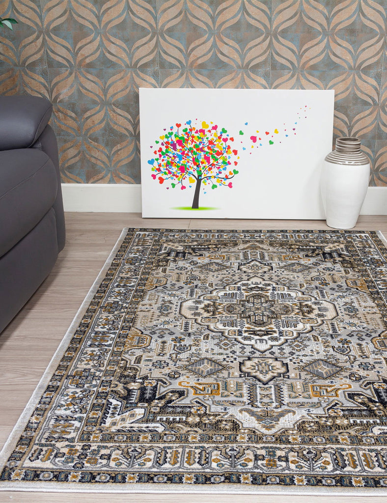 Aziza Medallion Rug - Grey - MacCarthys