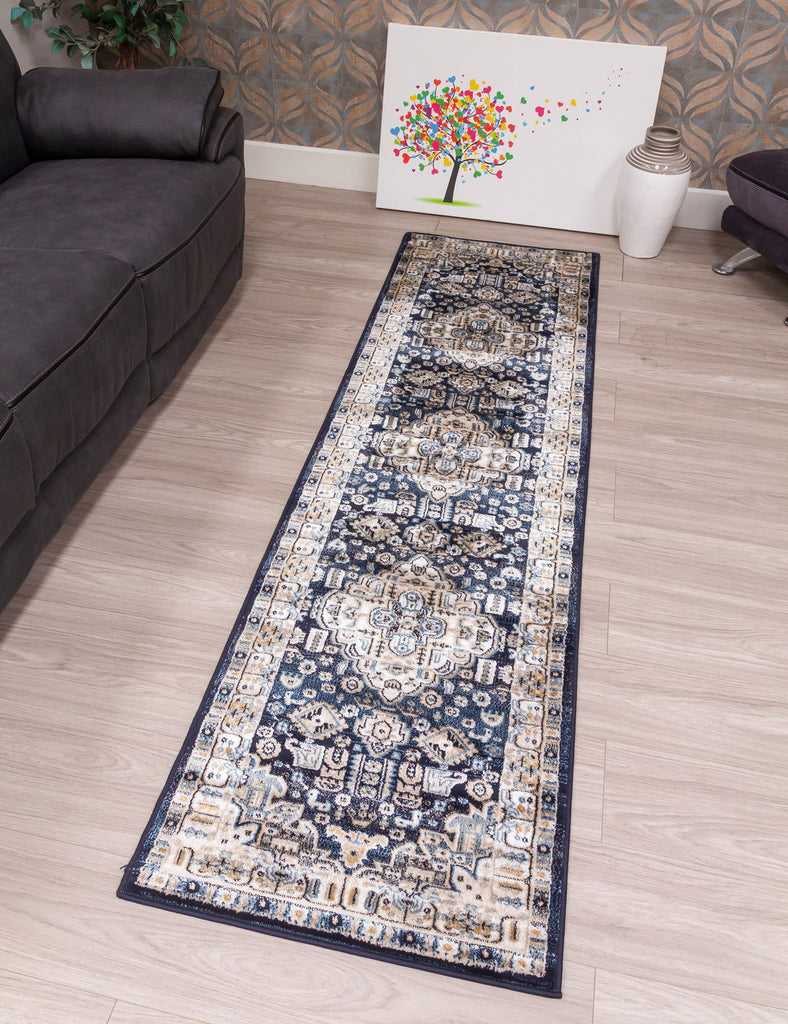 Aziza Medallion Rug - Navy - MacCarthys