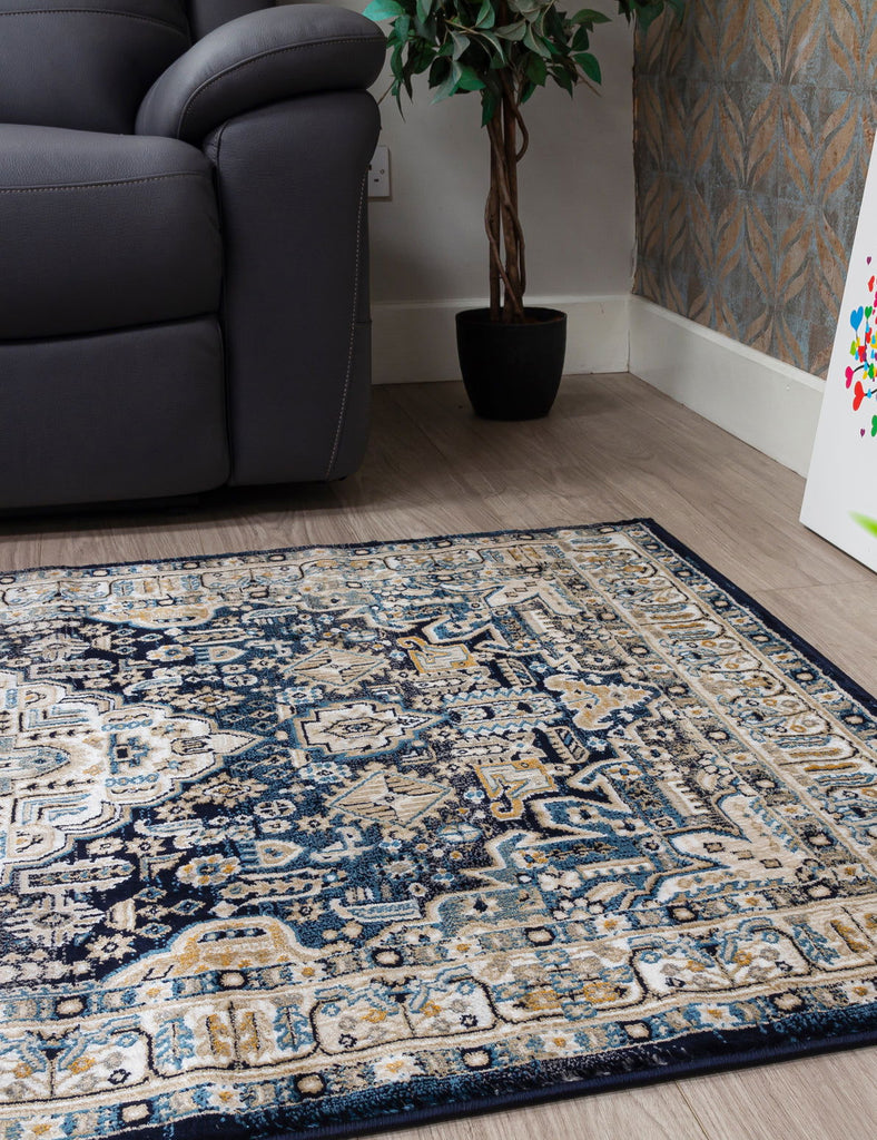 Aziza Medallion Rug - Navy - MacCarthys