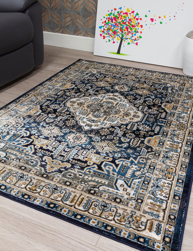 Aziza Medallion Rug - Navy - MacCarthys