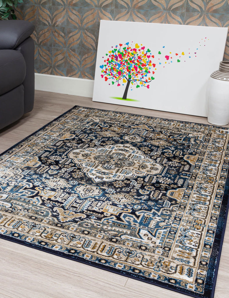 Aziza Medallion Rug - Navy - MacCarthys