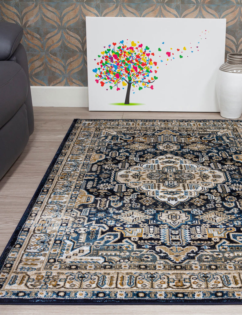 Aziza Medallion Rug - Navy - MacCarthys