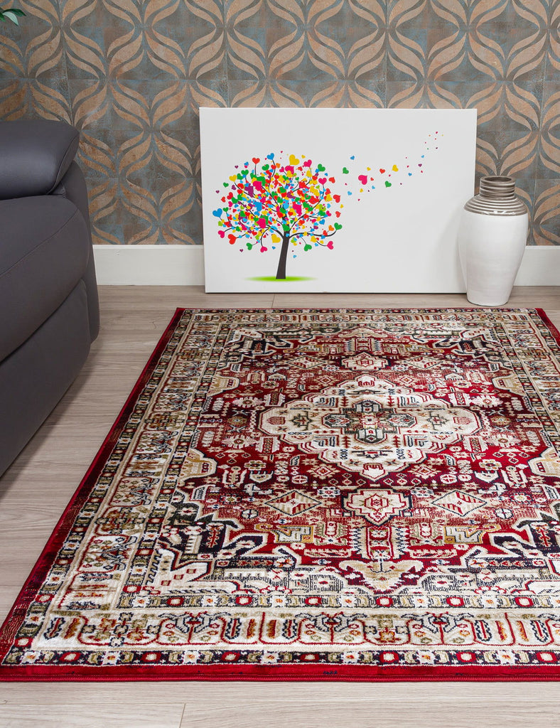 Aziza Medallion Rug - Red - MacCarthys