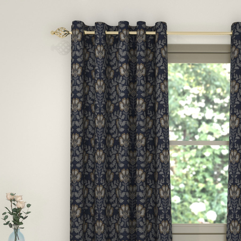 Bali Interlined Ready Made Curtain - Navy - MacCarthys