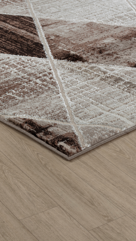 Berika Diamond Light Brown/Beige Rug - MacCarthys