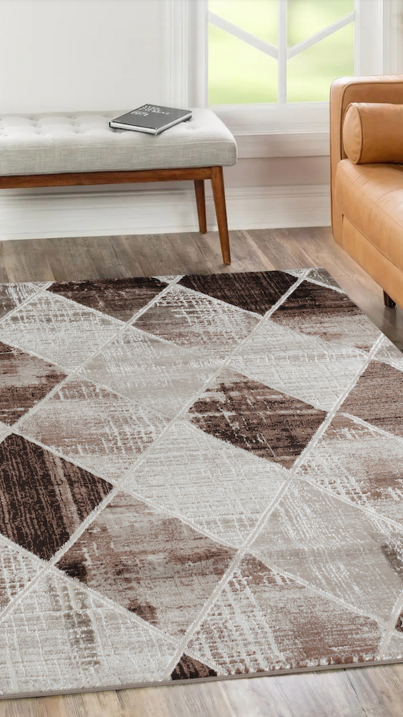 Berika Diamond Light Brown/Beige Rug - MacCarthys