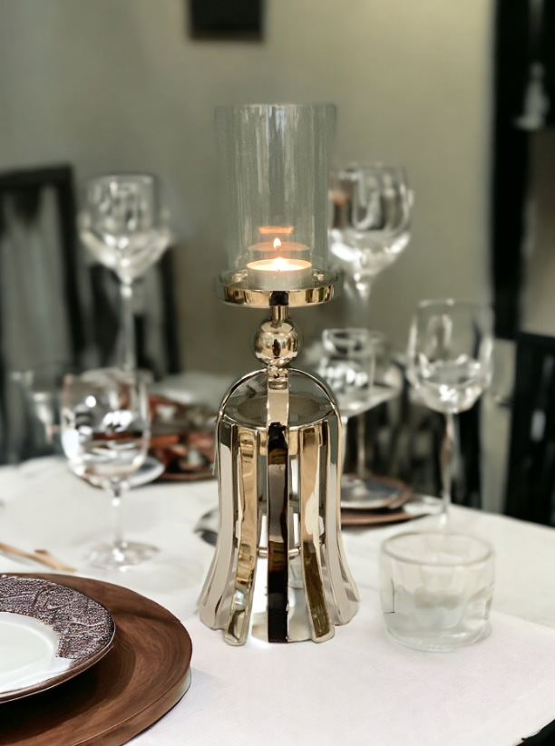 Bell Candleholder Nickel Plated with Glass - MacCarthys