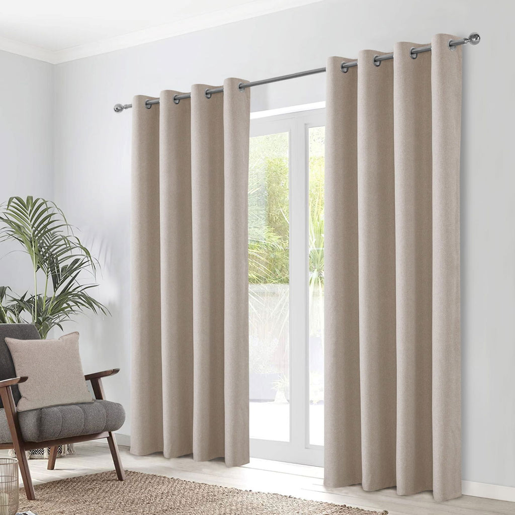 Bergen Beige Blackout Thermal lined Eyelet Curtains - MacCarthys