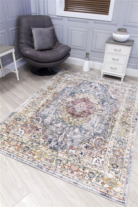 Boho Medallion - Distressed Grey Rug - MacCarthys