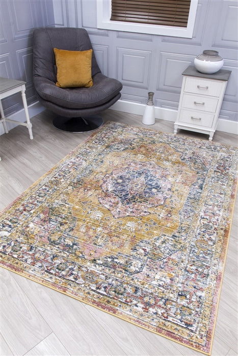 Boho Medallion - Distressed Ochre Rug - MacCarthys