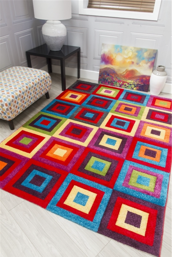 Candy Squares Multicoloured Rug - MacCarthys