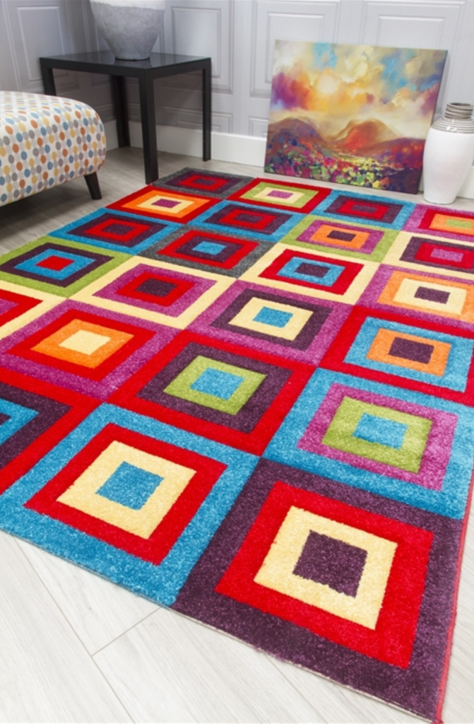 Candy Squares Multicoloured Rug - MacCarthys