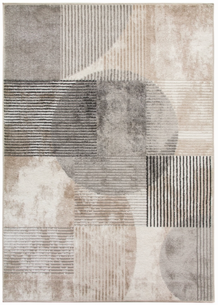 Casino Geo Greige Abstract Modern Rug - MacCarthys