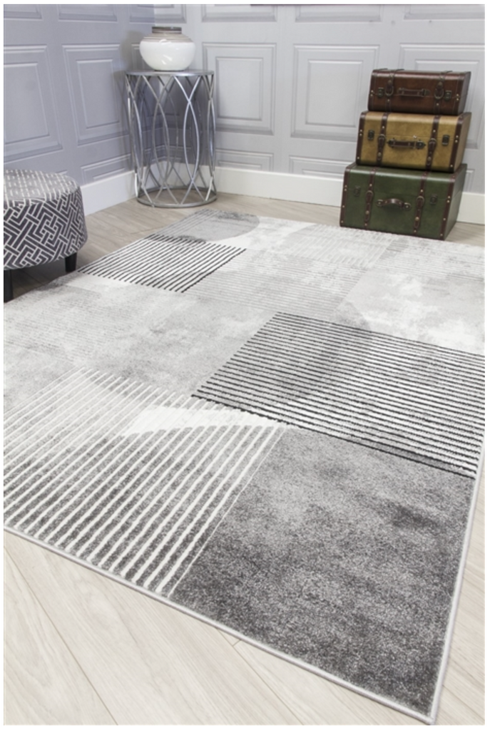 Casino Geo Grey Abstract Modern Rug - MacCarthys