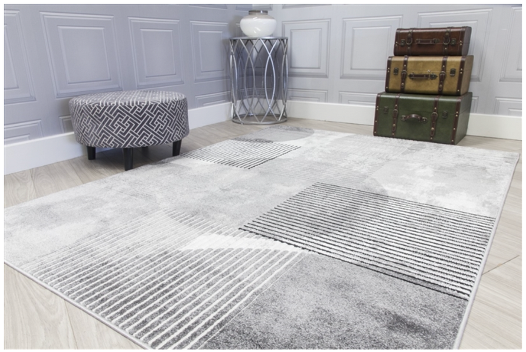 Casino Geo Grey Abstract Modern Rug - MacCarthys