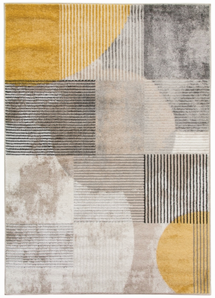 Casino Geo Ochre Abstract Modern Rug - MacCarthys