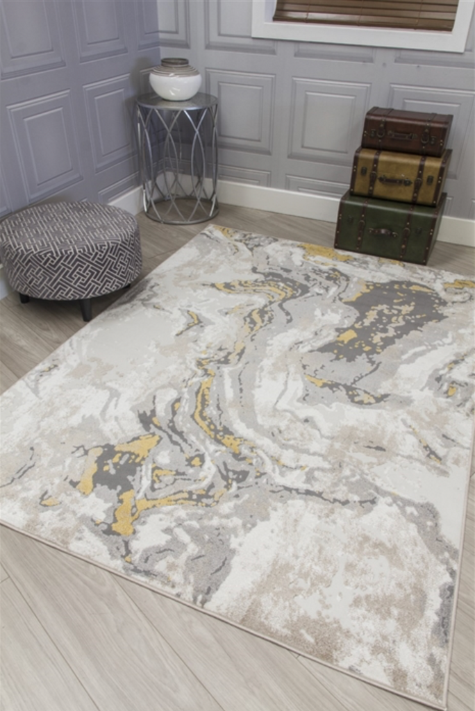 Casino Marble - Ochre Abstract Rug - MacCarthys