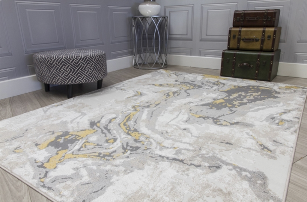 Casino Marble - Ochre Abstract Rug - MacCarthys