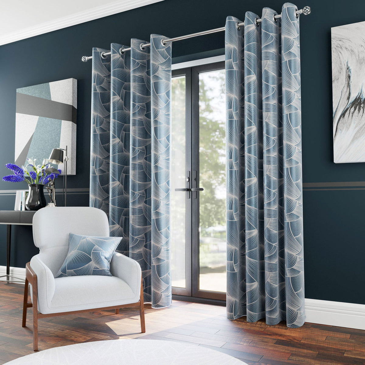 Caspian Interlined Ready Made Curtains in 2 Color Options | Abstract ...