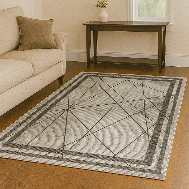 Glitz Art Deco Silver & Charcoal Abstract Contemporary Rug