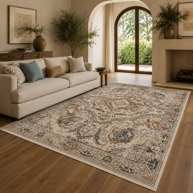 Urco Nova Sadie Beige & Ochre Oriental Vintage Rug