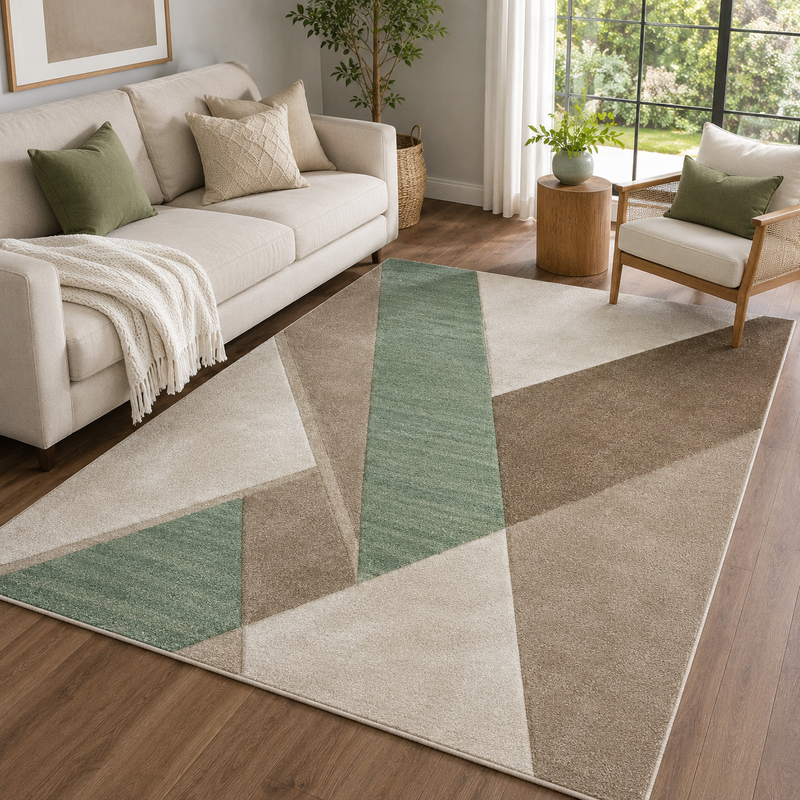 Urco Orbit Nordyl Biege & Green Modern Contemporary Rug