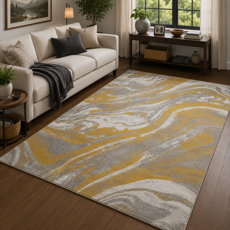 Balletto Silver & Gold Modern Contemporary Rug