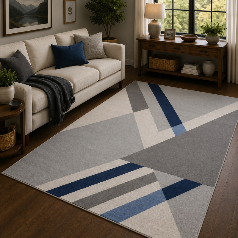 Balletto Grey & Navy Modern Abstract Contemporary Rug