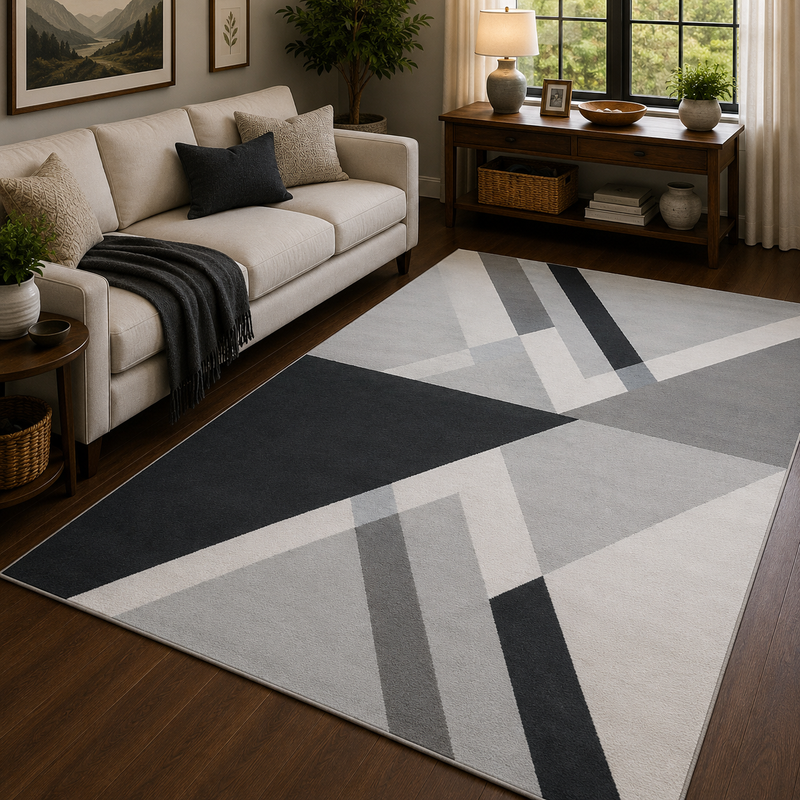Balletto Biege & Black Modern Abstract Contemporary Rug