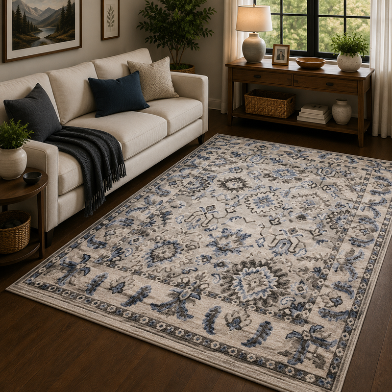 Rugstyle Balletto Blue & Grey Modern Abstract Contemporary Rug