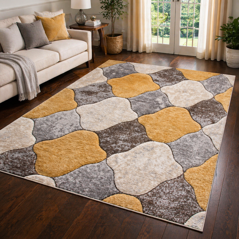 Impulse Coblo Cream & Ochre Contemporary Modern Rug