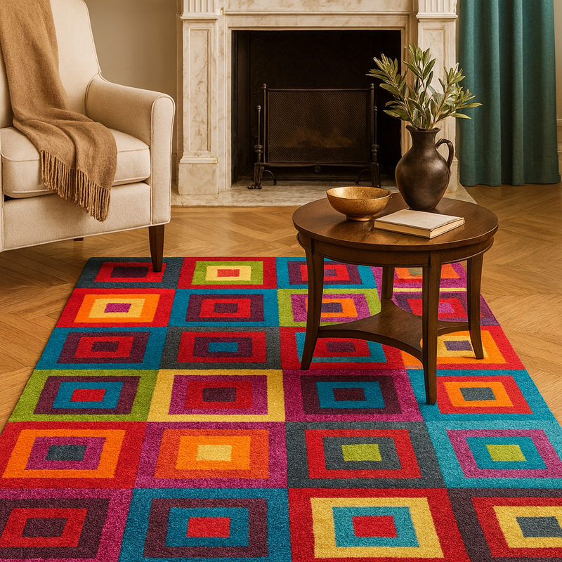 Candy Squares Multicoloured Patchwork Contemporary Rug