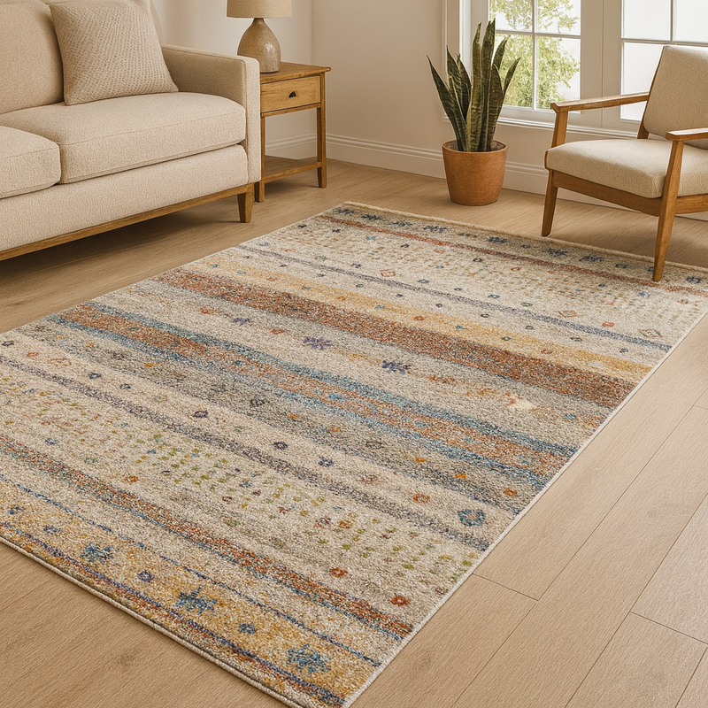 White/Multicolour Rug | Verdi Eden | Minimal Style Rug