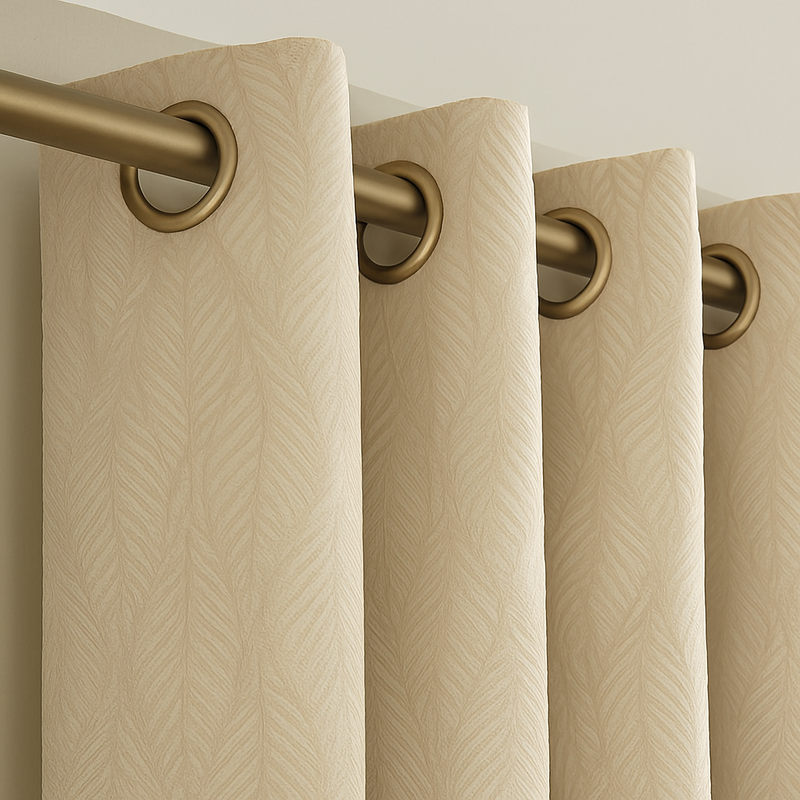 Marseilles Beige/Cream Interlined Curtains | Minimal Pattern