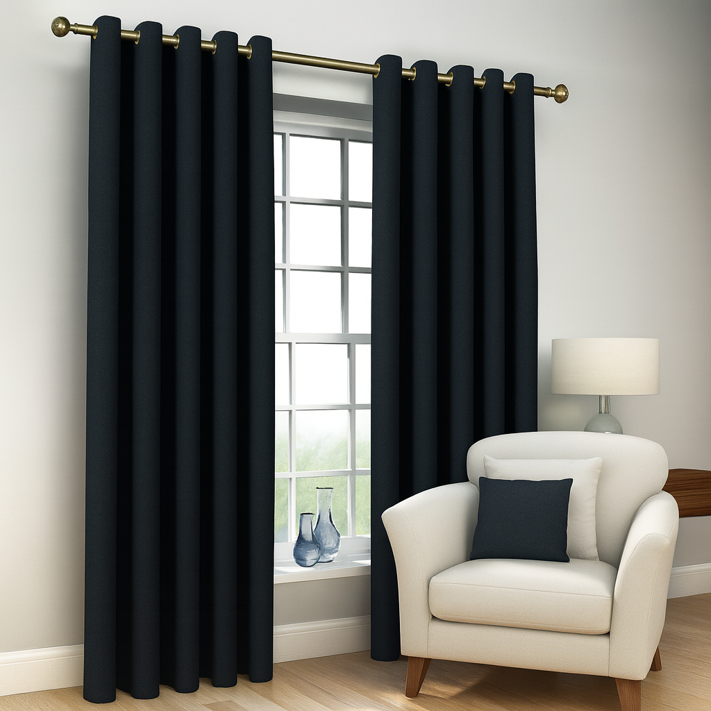 Black Blackout Curtains | Minimal Pattern | Lunar