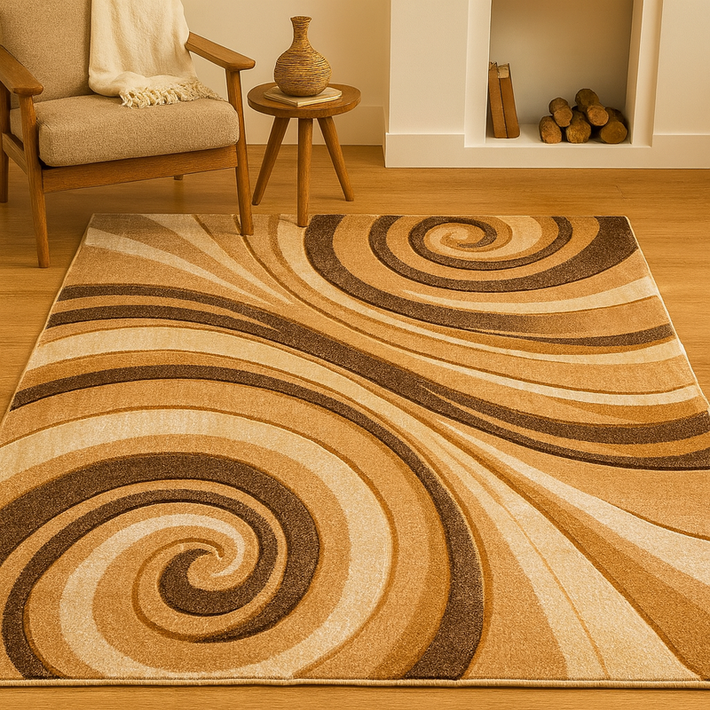 Samba Spirals Brown & Beige Contemporary Abstract Rug
