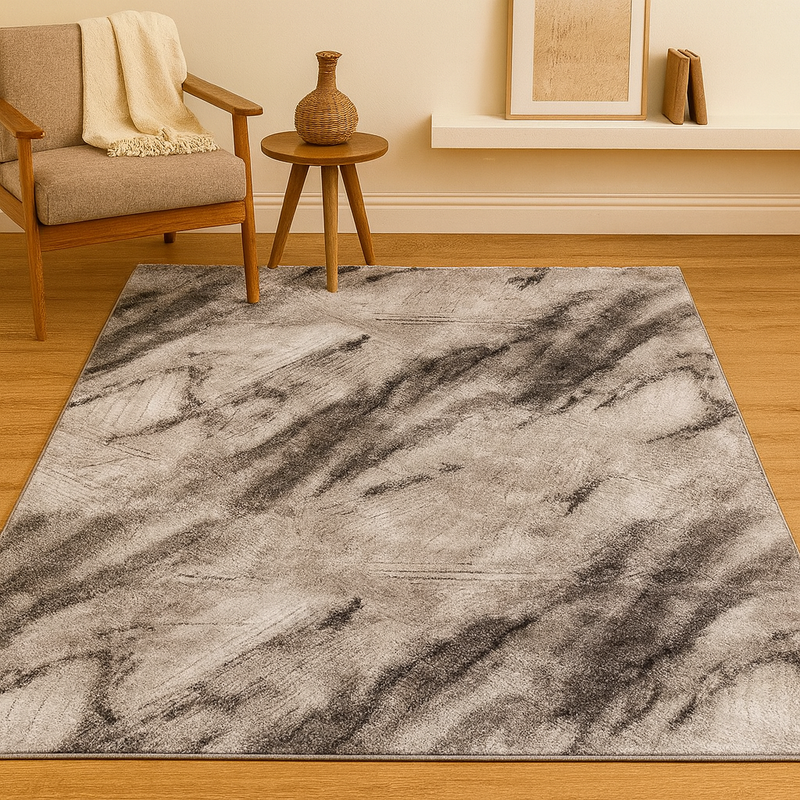 Bellini Quartz Silver & Charcoal Contemporary Plush Rug