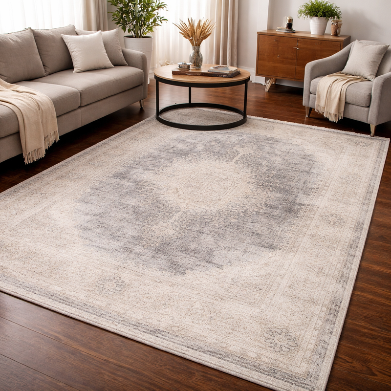 Modena Cairo Beige & Grey Oriental Bohemian Rug