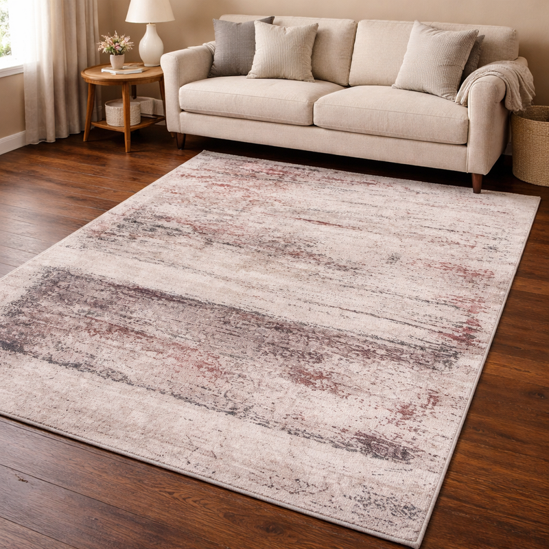 Beige/Red Rug | Modena Valencia | Minimal Style Rug
