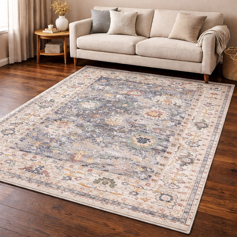 Boho Vesta Grey & Beige Oriental Bohemian Rug