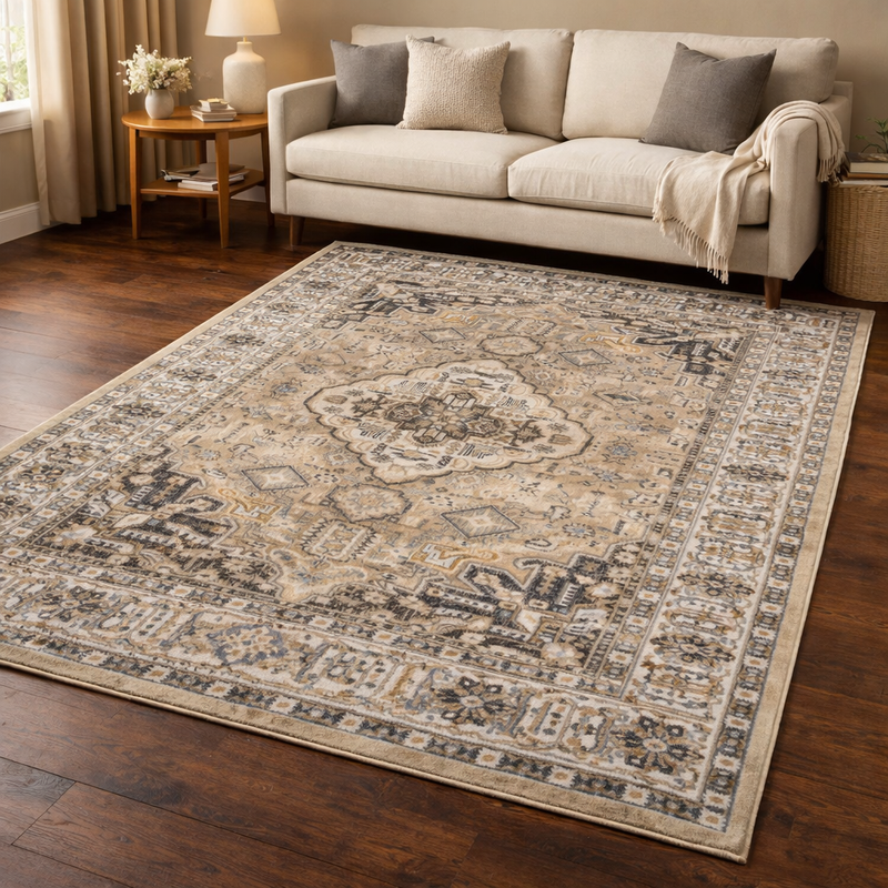 Aziza Medallion Brown Oriental Rug