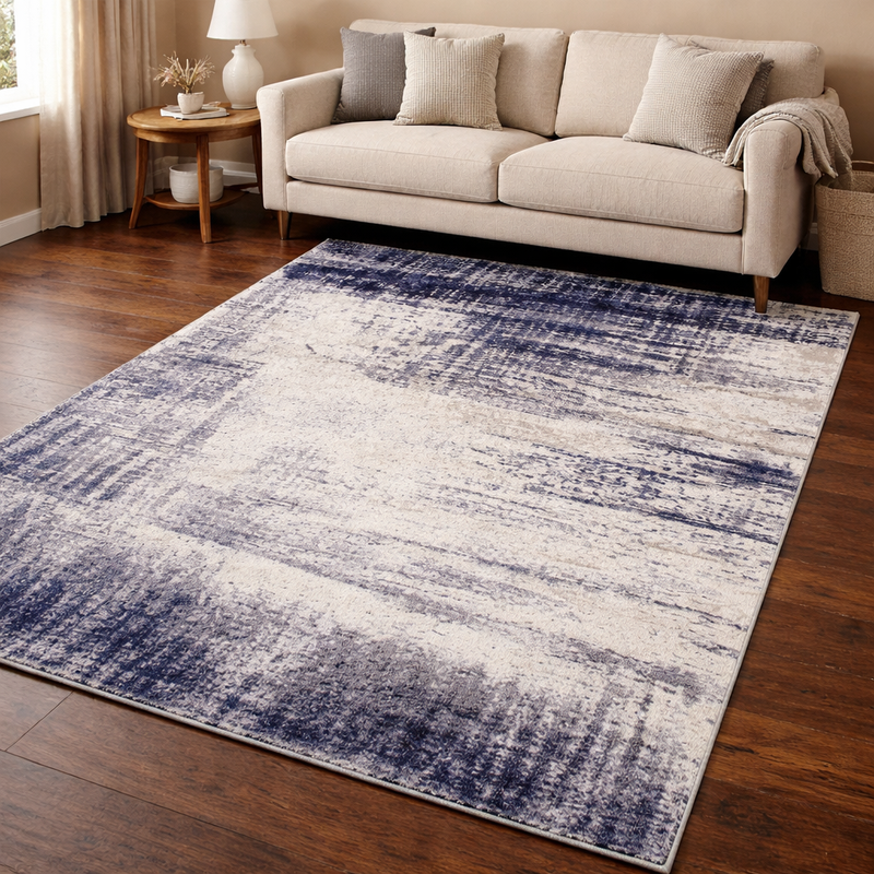 Callisto Accents Navy & Cream Plush Contemporary Rug