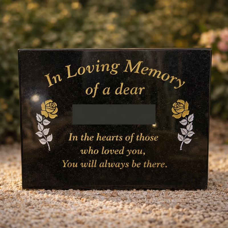 Personalised Sand Blasted Granite Grave Plaque - In The Hearts Of Those Who Loved You