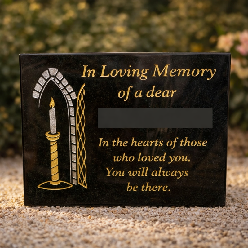 Personalised Sand Blasted Granite Plaque - Candle In Window