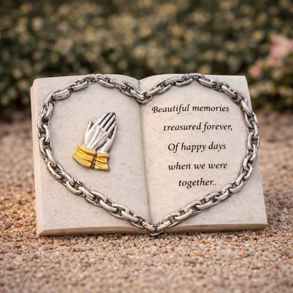 Memorial Plaque Book with Praying Hands
