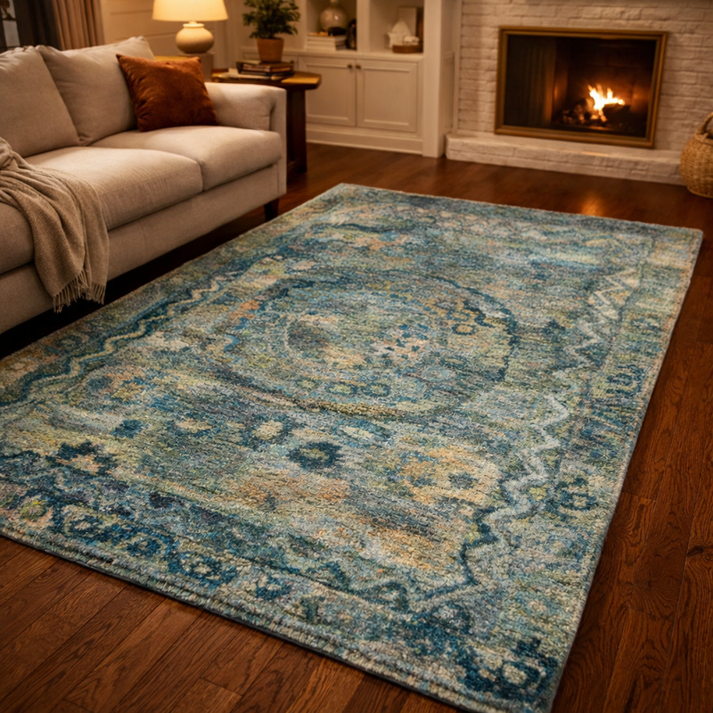 Verona Orion Teal/ Dark Cyan Vintage Rug