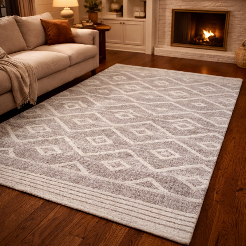 Grey/Beige Rug | Oslo Iris Rug | Minimal Style Rug