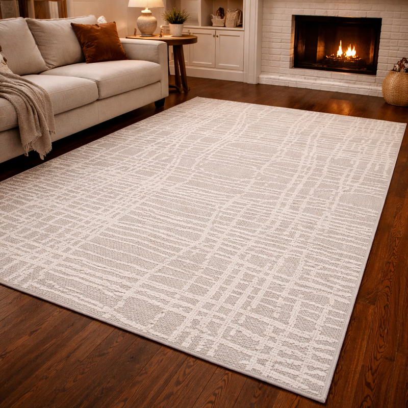 Cream/Grey Rug | Serenity Pathways | Minimal Style Rug