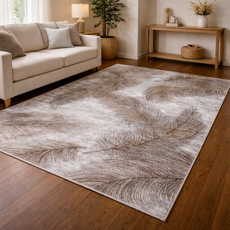 Boutique Plumes Grey & Brown Contemporary Rug